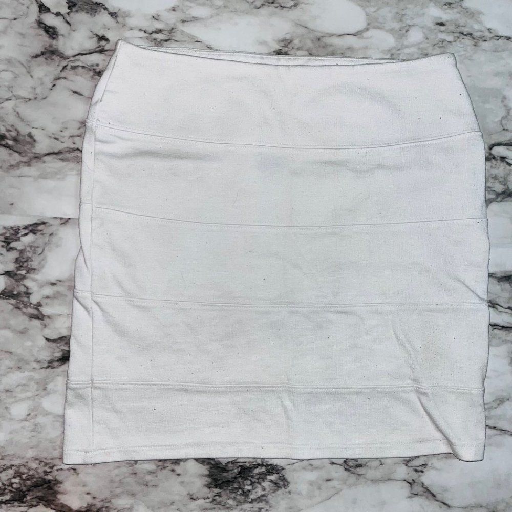 Nollie White Striped Pencil Mini Skirt Women's S Short Fitted Skirt